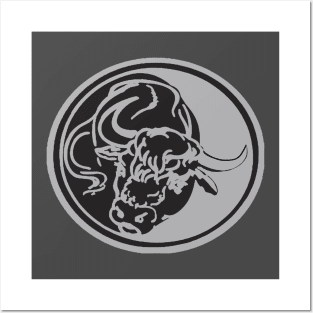 Black Bull Line Art Drawing Tattoo Art Posters and Art